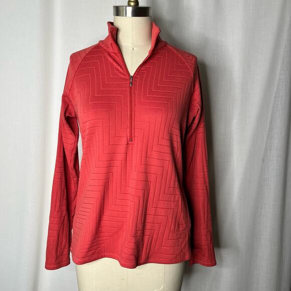 Lucy Tech Quarter Zip Dark Salmon Pullover Size Medium - Picture 1 of 5